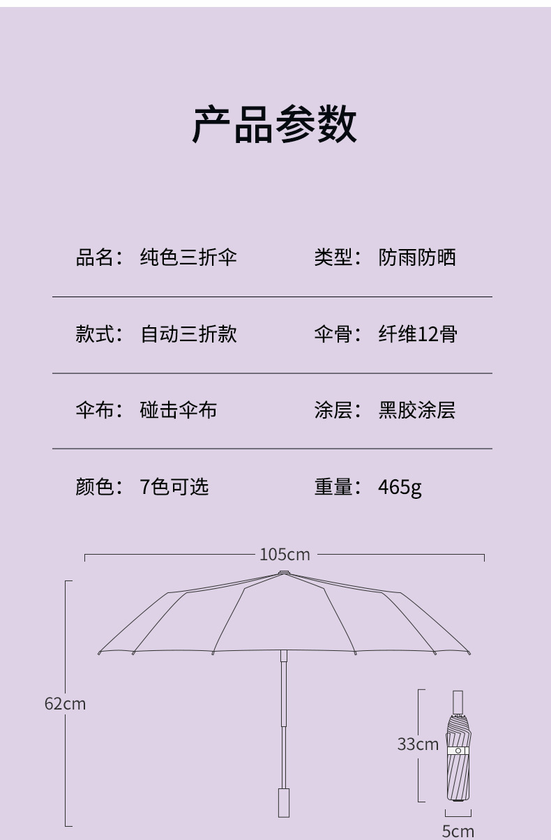 自动雨伞厂家广告礼品伞晴雨两用折叠抗风伞logo大号防晒遮阳伞详情2