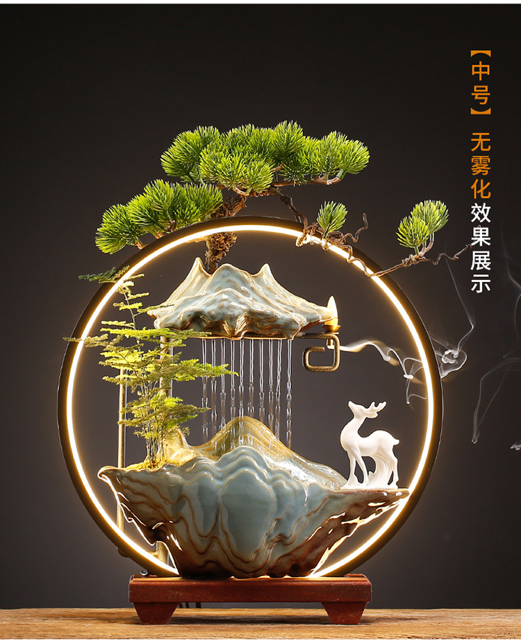招财流水摆件家居创意喷泉客厅办公室桌面玄关乔迁新居开业礼品详情19