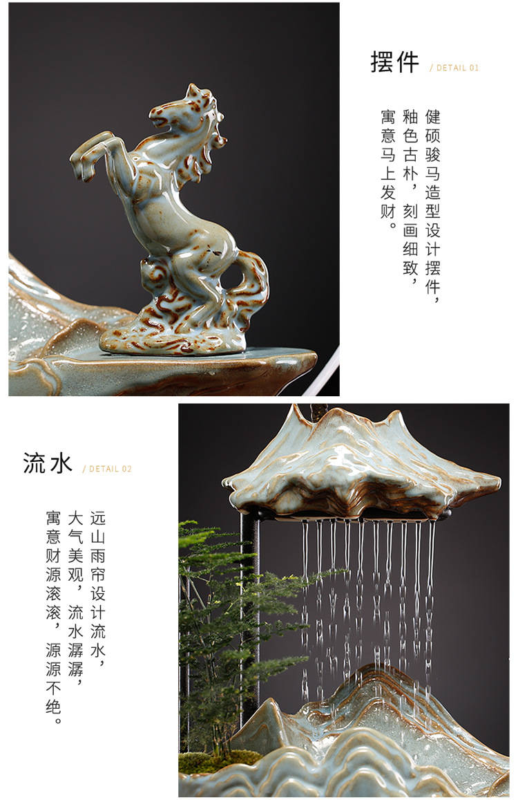 招财流水摆件家居创意喷泉客厅办公室桌面玄关乔迁新居开业礼品详情10