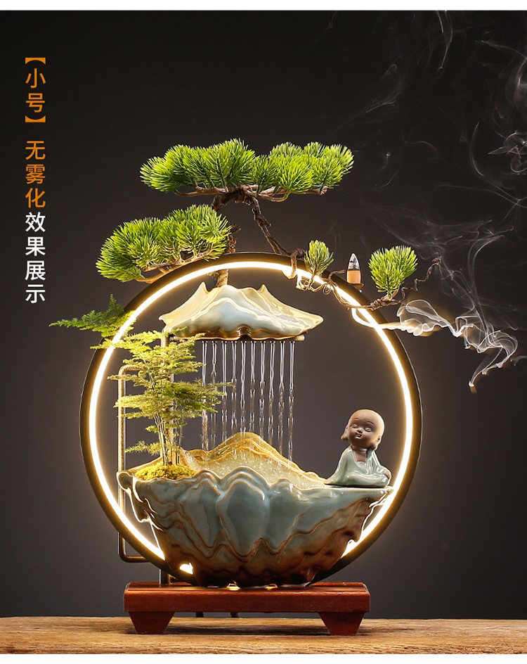 招财流水摆件家居创意喷泉客厅办公室桌面玄关乔迁新居开业礼品详情20