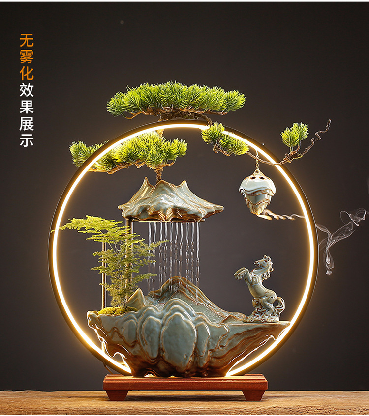 招财流水摆件家居创意喷泉客厅办公室桌面玄关乔迁新居开业礼品详情16