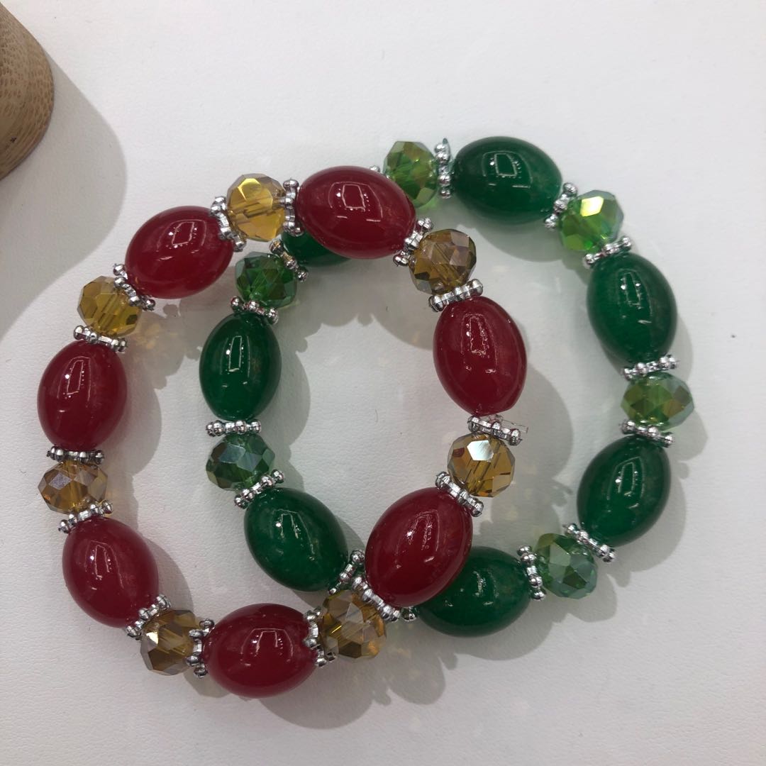 撞色设计仿玛瑙蜜蜡宝石手链手串手工编织气质时尚0069详情图1