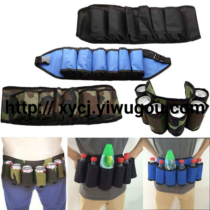 跨境专供饮料收纳腰包 腰带收纳包可装6罐饮料啤酒带详情图1