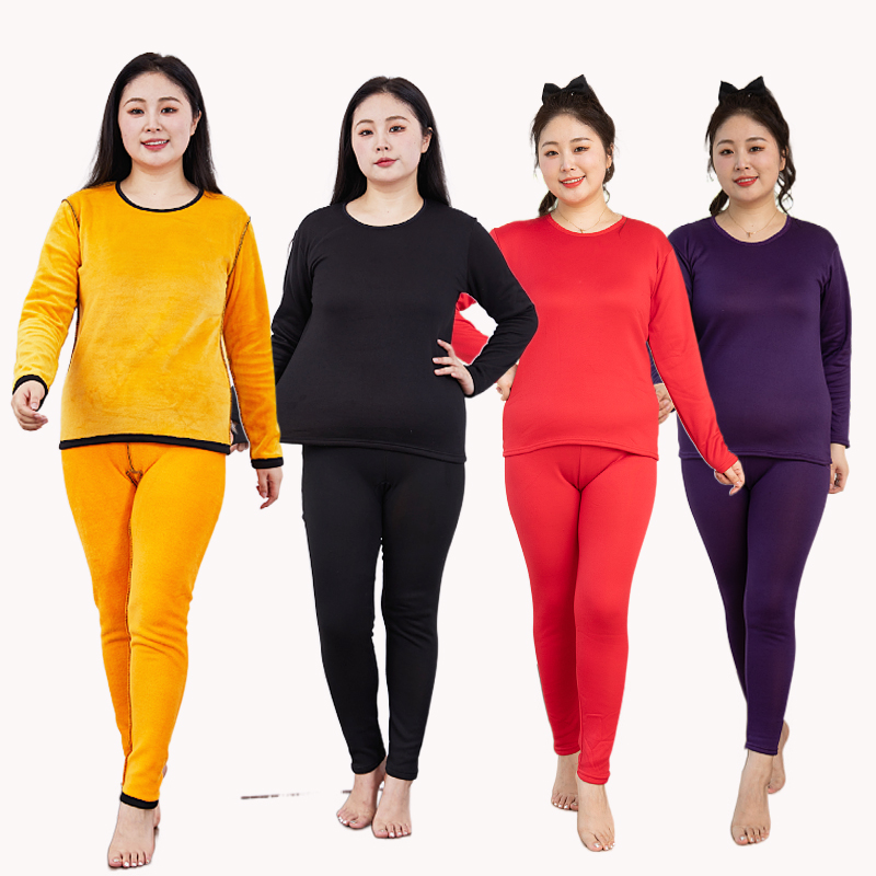 2021秋冬新款加肥加大加厚黄金绒甲保暖内衣情侣套装秋衣秋裤批发详情图1