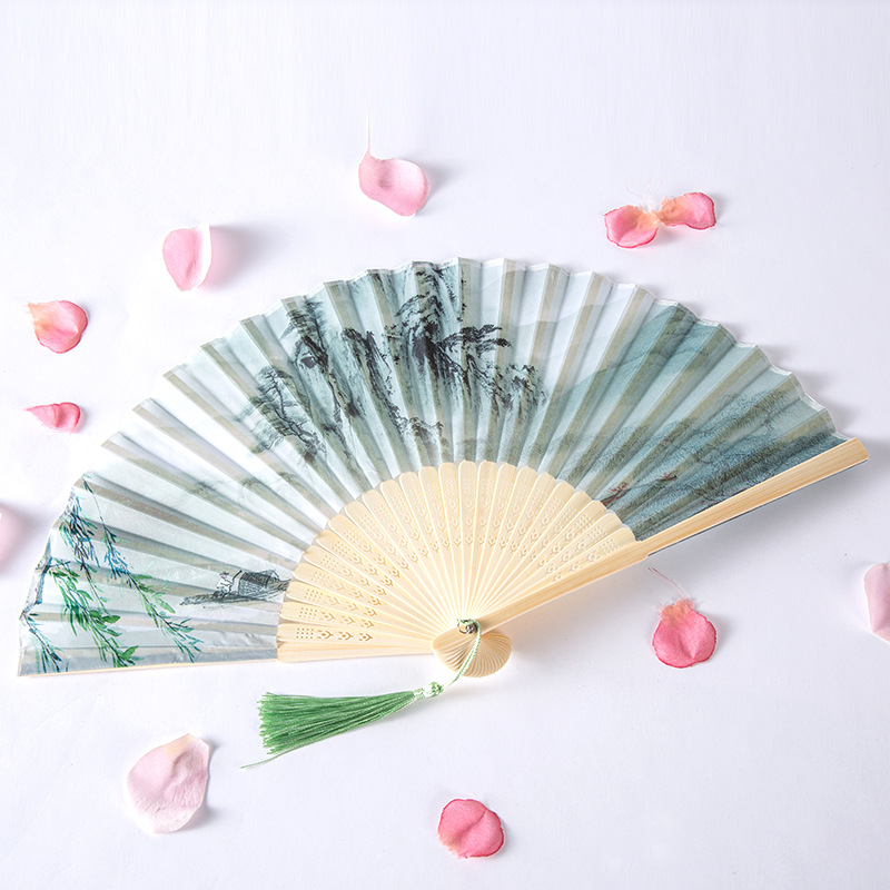 23厘米夏季汉服网红扇子女式古风随身折扇 中国风小扇子古典竹扇详情图5