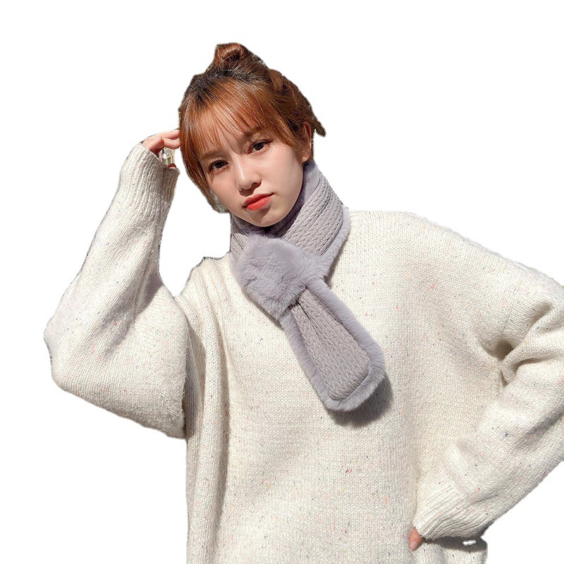 韩版獭兔毛围脖女秋冬季新款百搭仿皮草围巾学生毛绒双面冬天保暖详情图5