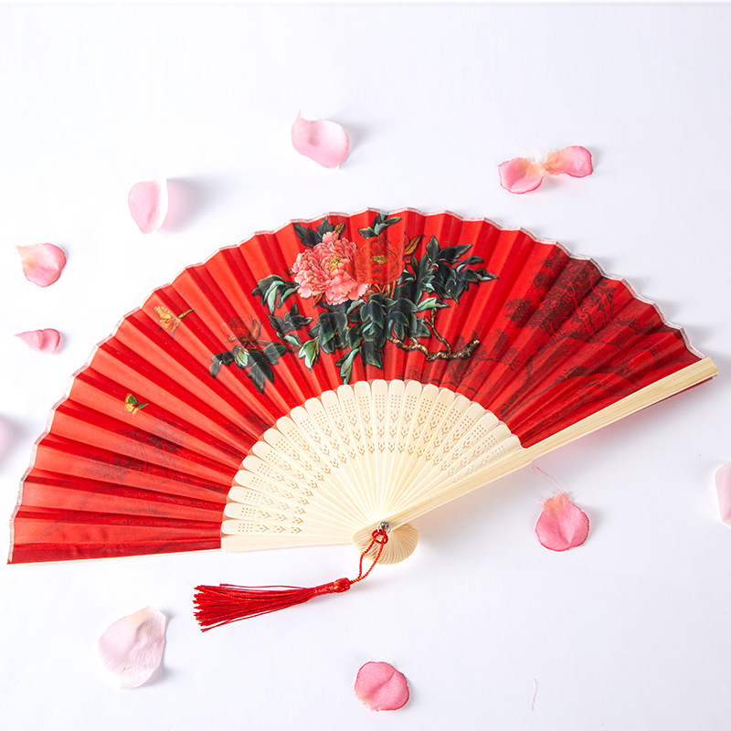 23厘米夏季汉服网红扇子女式古风随身折扇 中国风小扇子古典竹扇详情图2