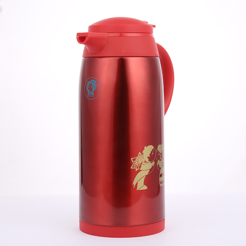 婚庆用品大红印花不锈钢保温壶冬季新款热水壶保温瓶中式开水壶详情图2