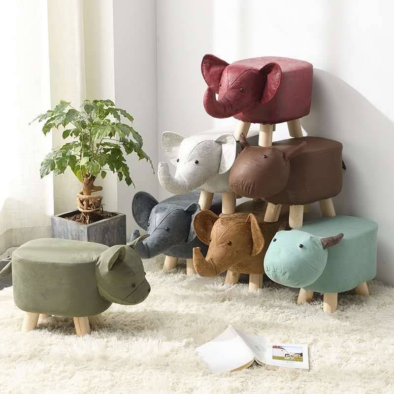 凳子卡通动物实木儿童大象凳子木质换鞋凳沙发凳茶几凳仿皮科技布详情图2