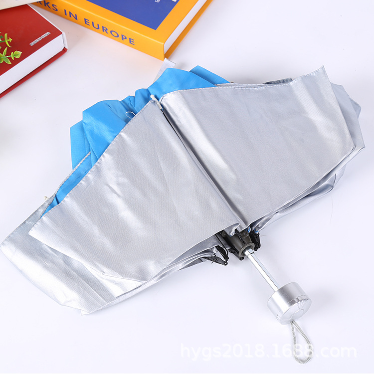 厂家批发创意三折倒杆银胶伞晴雨两用礼品雨伞广告伞可做logo详情图2
