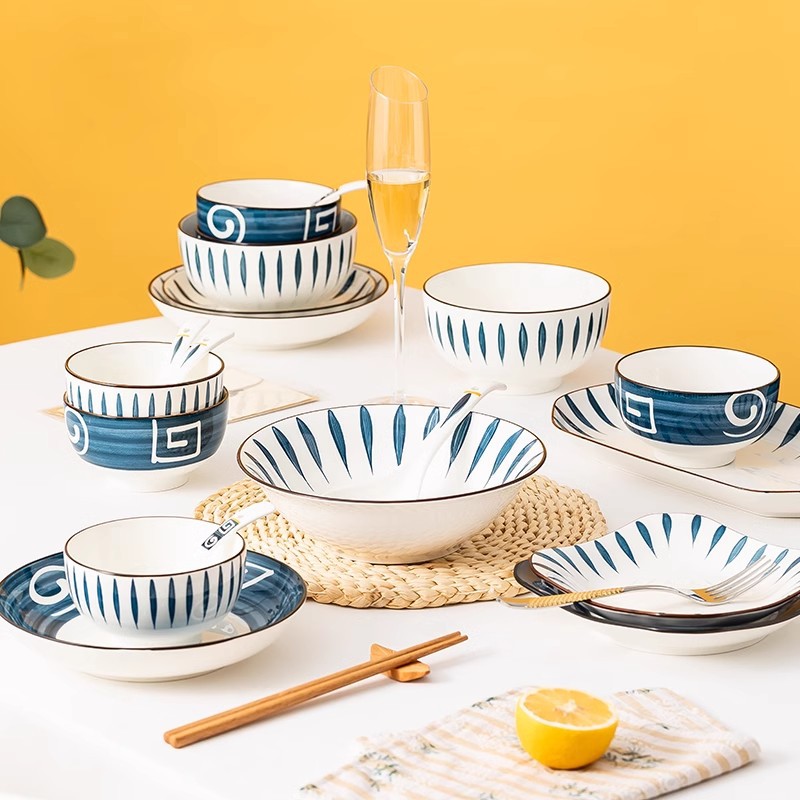 简约和风日式家用陶瓷碗碟套装饭碗面碗汤碗菜盘创意搭配餐具盘子详情图4