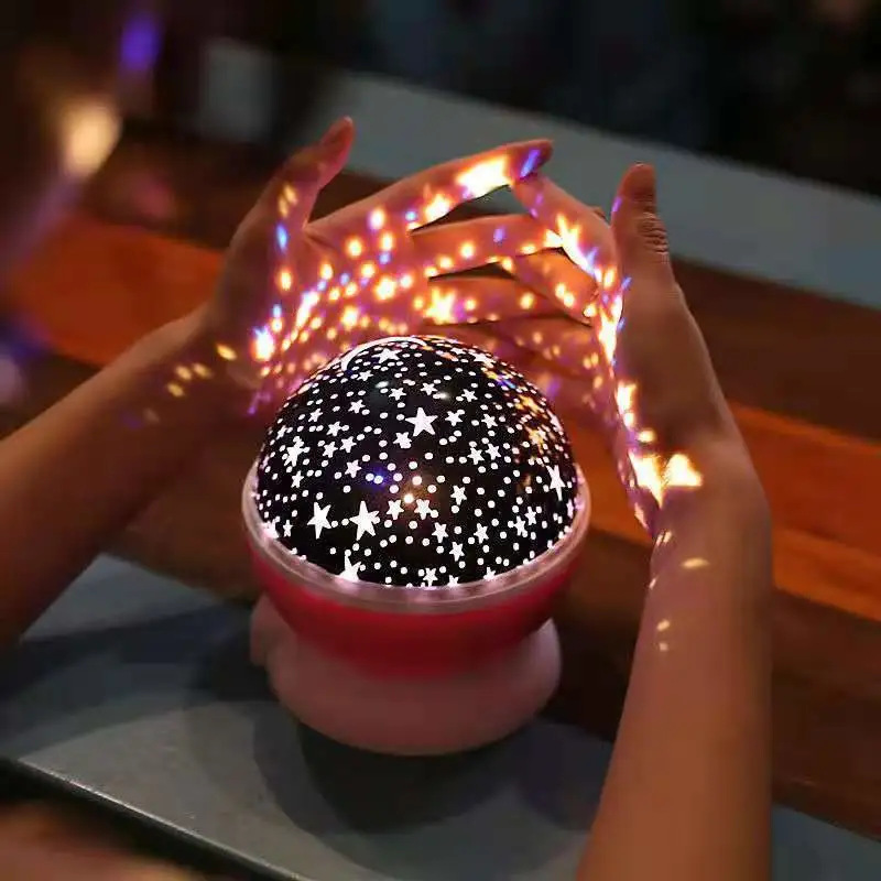 梦幻旋转星空投影灯圣诞节礼品小夜灯节日氛围灯星星月亮创意礼品详情图3