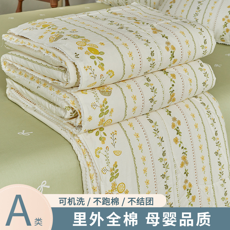 小碎花棉花夏被夏凉被空调被夏天纯棉全棉被子四件套家用可水洗详情图4