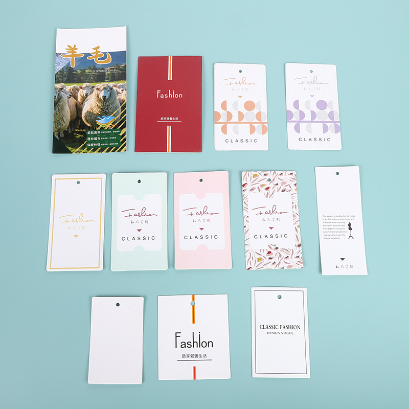 现货服装吊牌卡片印刷logo袜子吊卡标签女装衣服白卡吊牌工厂批发详情图2