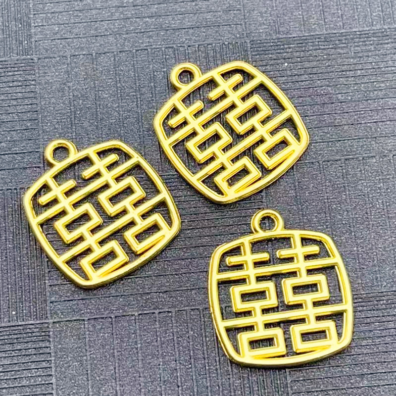 婚庆喜字结婚喜庆红包用品合金金色挂件diy饰品双喜包装礼盒配件详情图2