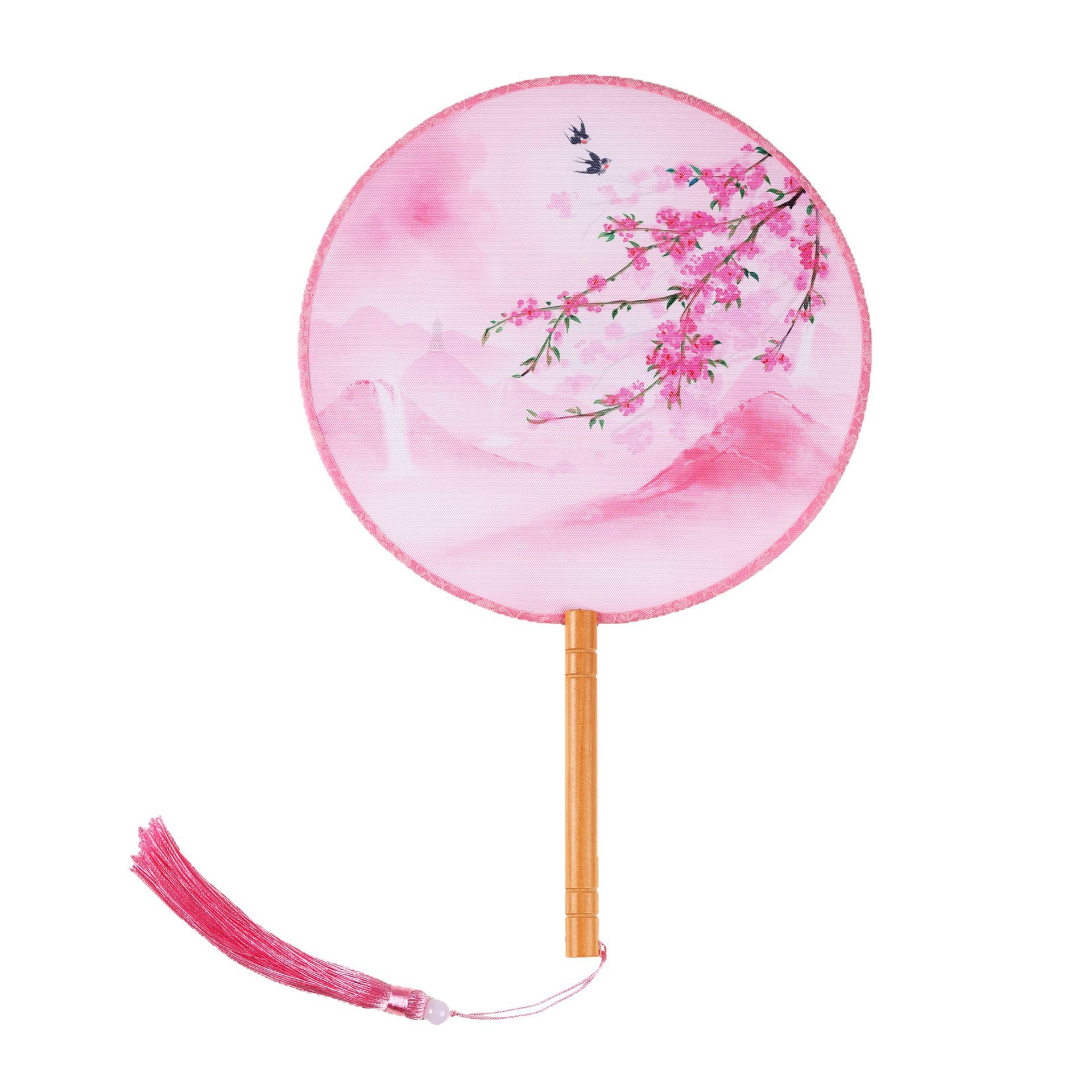 团扇古风扇子儿童长柄流苏舞蹈扇中国风古装汉服旗袍丝质小圆扇详情图5