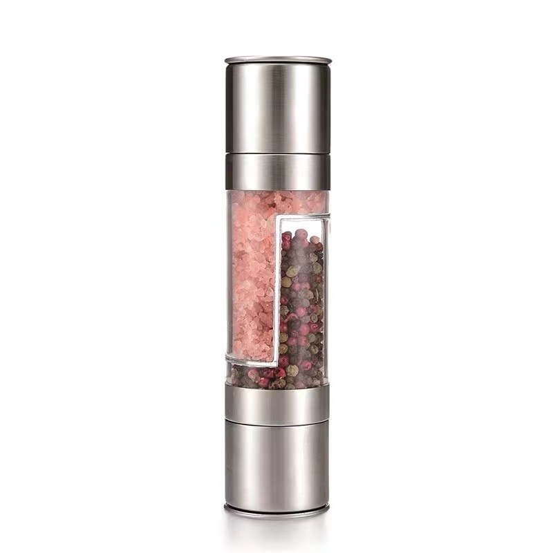 双头手动黑胡椒研磨器不锈钢研磨器厨具牛排神器调味瓶海盐花椒详情图5