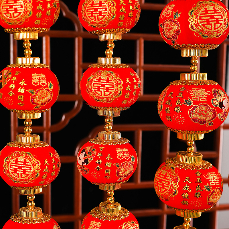 婚庆装饰品红双喜字龙凤囍圆灯笼结婚灯笼喜字灯笼串灯笼详情图3