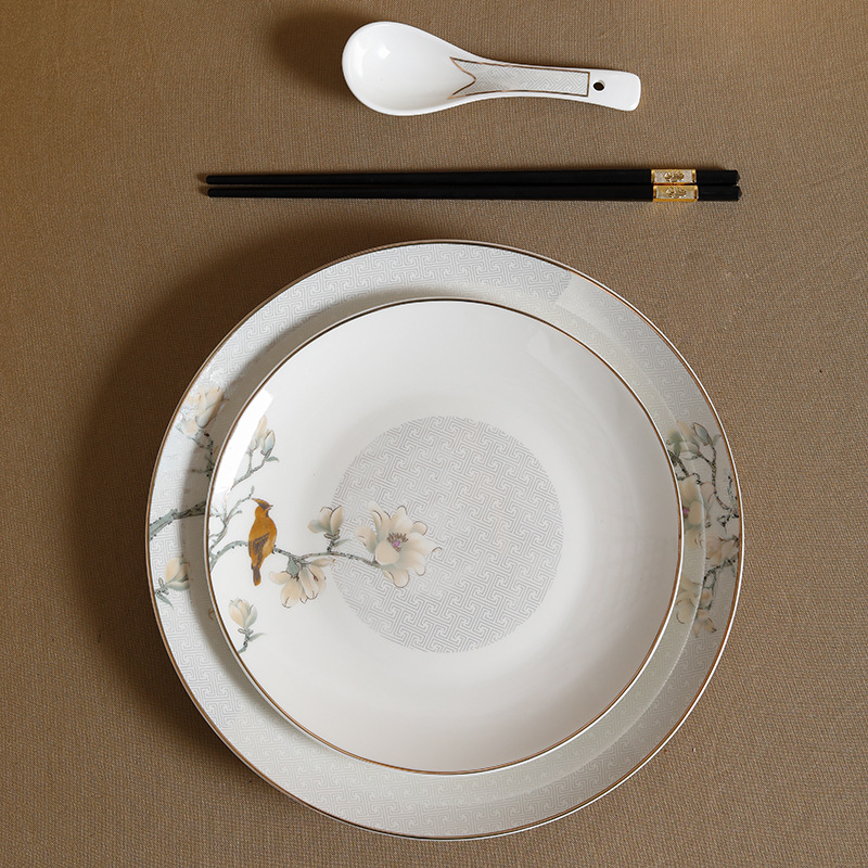 餐具套装家用送礼碗碟中式骨瓷轻奢高档碗筷批发活动礼品乔迁送礼详情图2