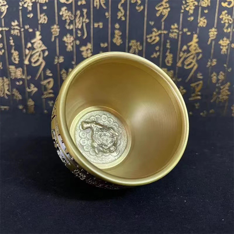 纯铜百福铜缸聚宝盆摆件办公室客厅玄关家具工艺品创意装黄铜米缸                              详情图3