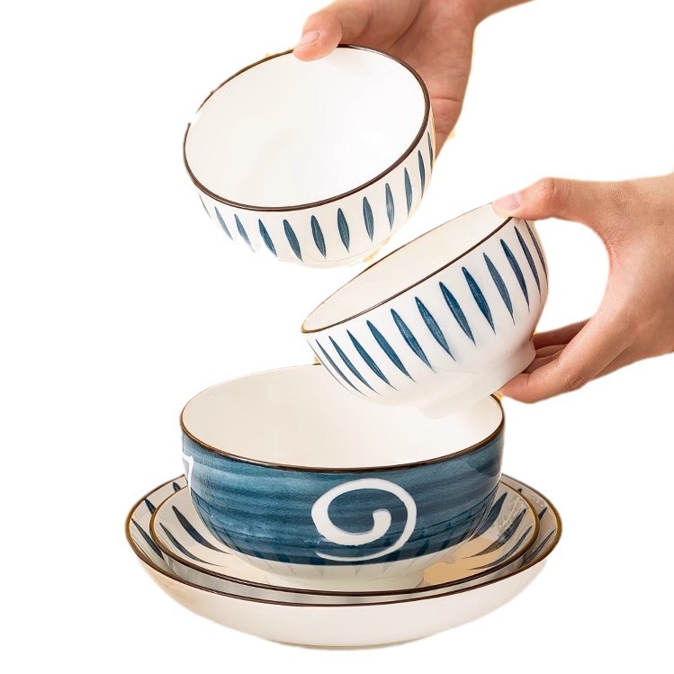 简约和风日式家用陶瓷碗碟套装饭碗面碗汤碗菜盘创意搭配餐具盘子详情图5