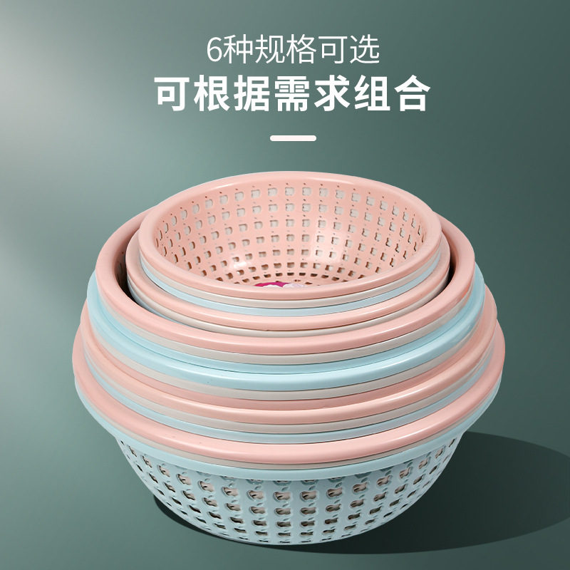 圆形镂空塑料沥水篮厨房水果蔬菜加厚收纳篮多功能滤水洗菜篮子详情图3