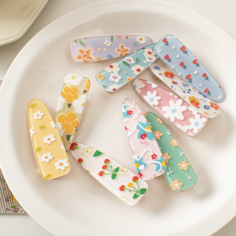 春天亚克力发夹侧夹卡通可爱刘海小夹子花朵鸭嘴夹发卡发饰品批发                              详情图1