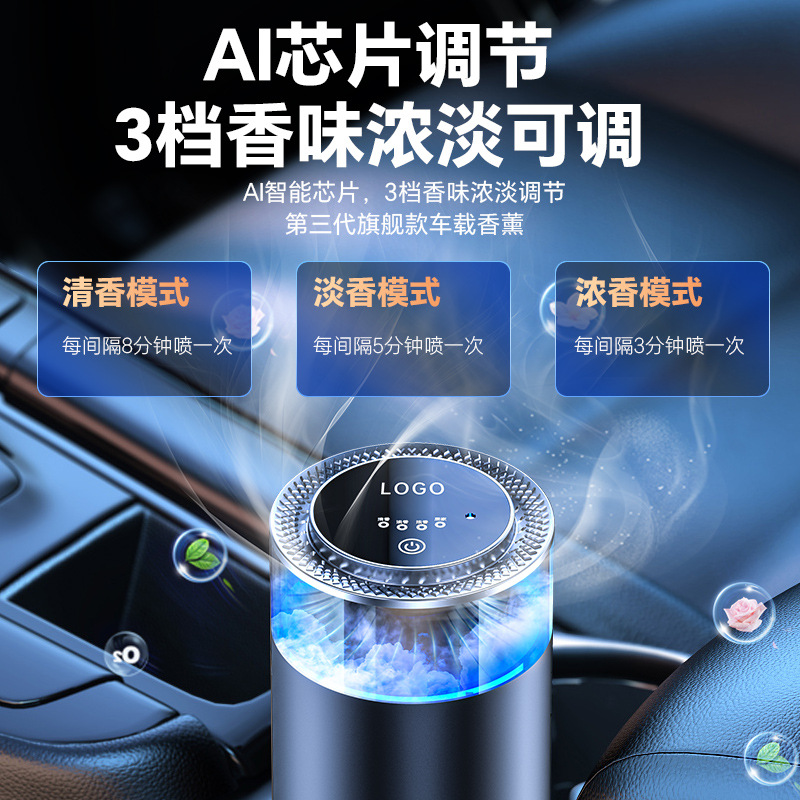 新款云雾观景车载香薰机汽车内装饰品摆件随车启停香水祛味香氛机详情图4
