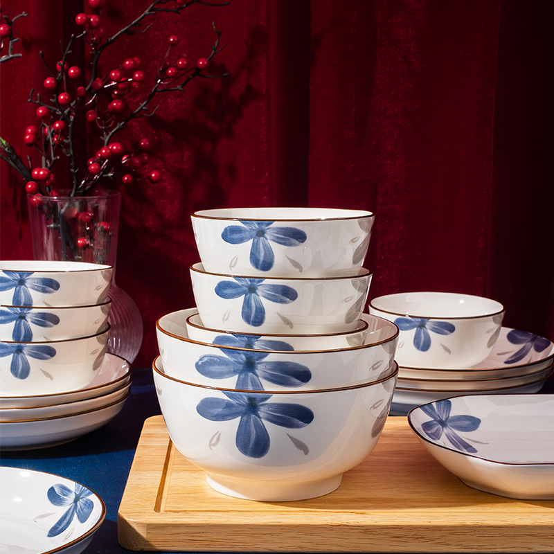 釉下彩景德镇陶瓷碗盘家用吃饭碗泡面米饭碗汤碗米饭碗高颜值设计详情图2