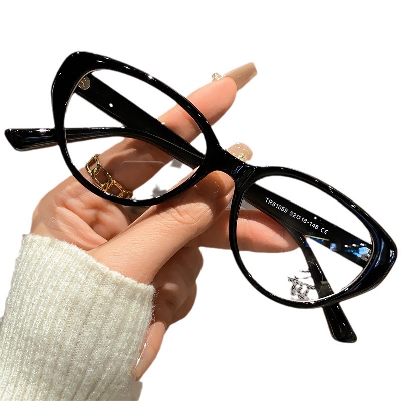猫眼眼镜女高级感81059-1防蓝光复古素颜眼镜框冷茶色近视镜批发详情图5
