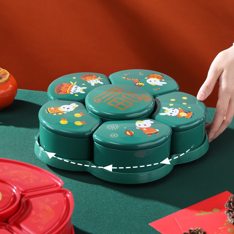 新款过年国潮糖果盒客厅零食盒干果分格喜庆年货礼品糖果盒详情图2