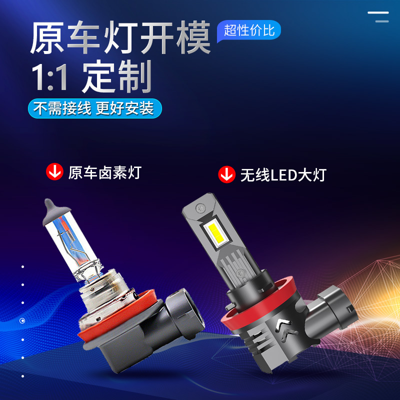 热销超亮聚光h7h1led车灯直插式媲美激光炮一体化汽车led大灯                           详情图4