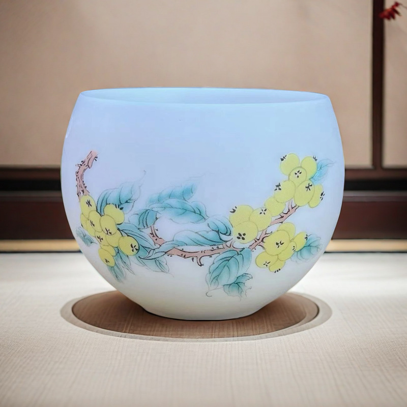 羊脂玉陶瓷功夫茶杯品茗杯主人杯单杯中式个人杯品茶杯礼品详情图4