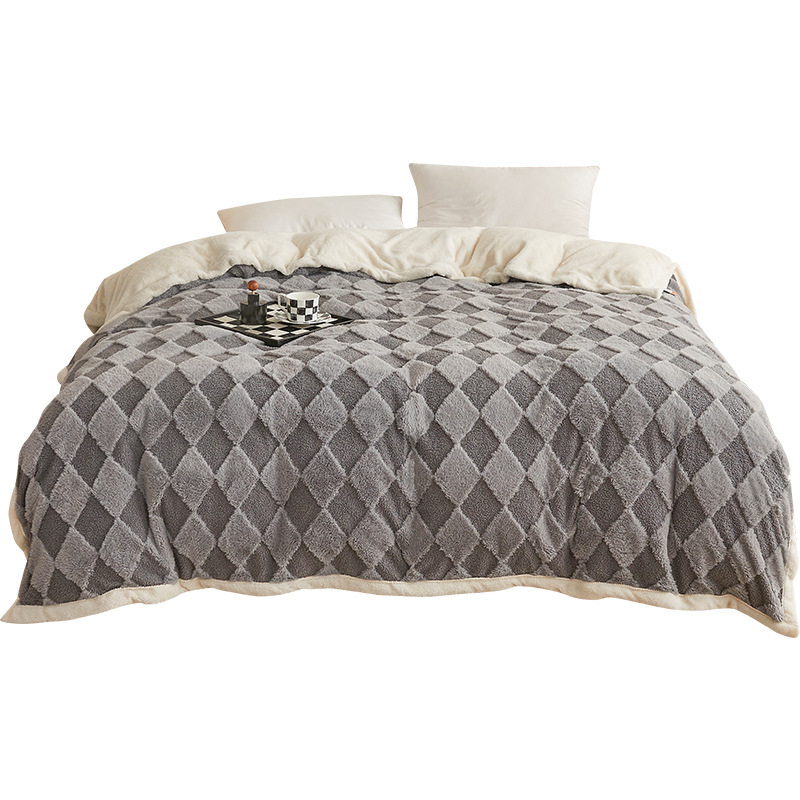 兔绒毯双层加厚羊羔绒毛毯保暖秋冬季办公室午睡毯单人珊瑚绒毯子详情图5