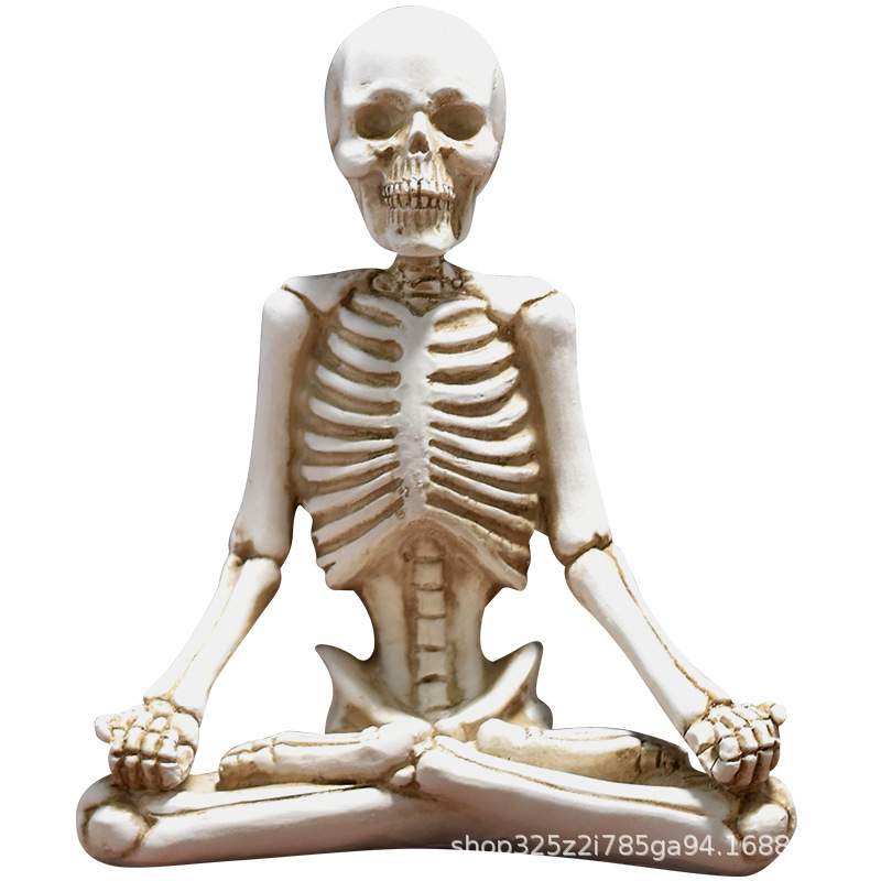 创意万圣节瑜伽骷髅鬼节日摆件鬼节装饰品骷颅树脂工艺品摆设批发详情图5