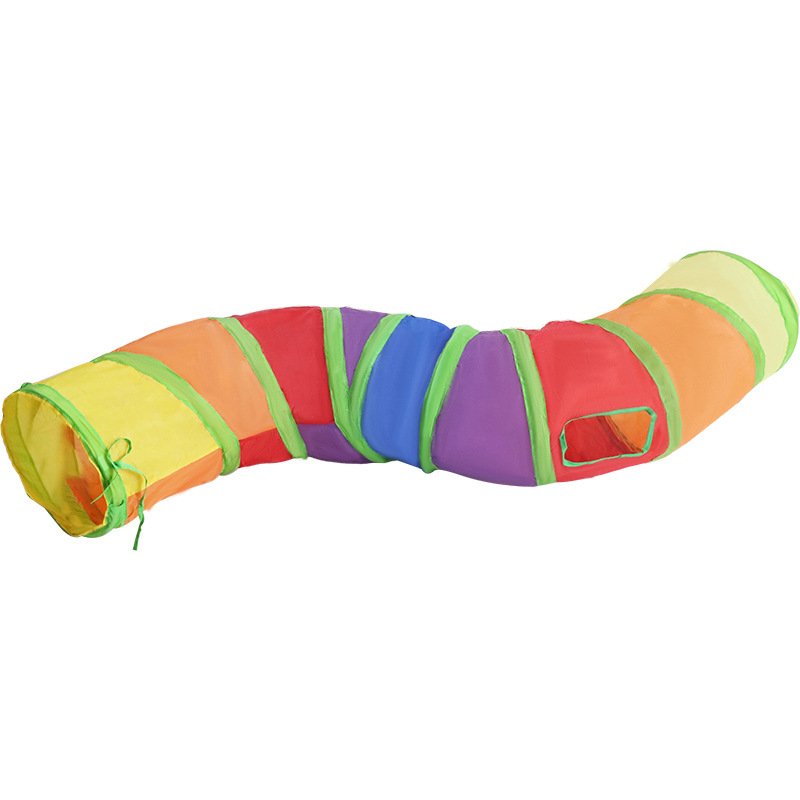 宠物用品亚马逊新款彩虹s型猫隧道 自嗨益智貓玩具可折叠猫咪隧道详情图5