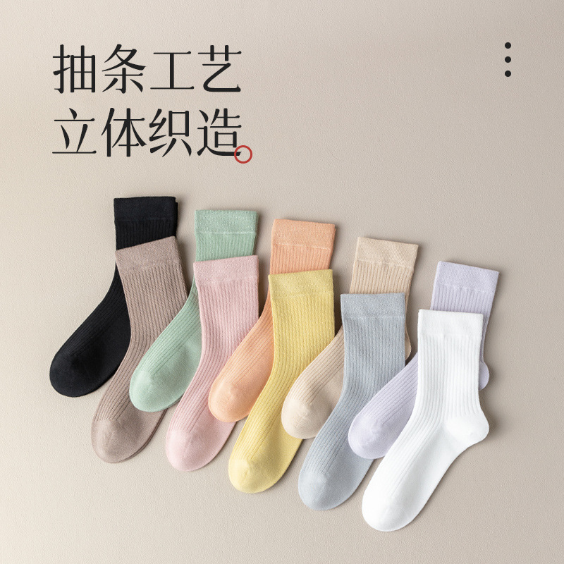 纯棉袜子女中筒袜春秋款女士百搭松口长袜潮抗菌防臭秋冬无骨女袜详情图3