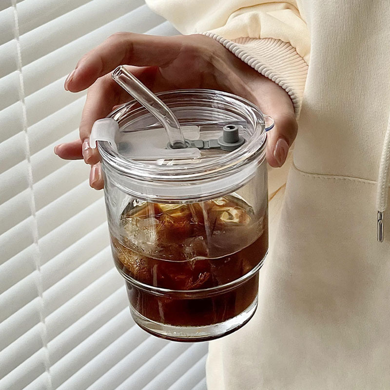 高品质竹节杯通用ins风玻璃杯便携咖啡杯家用吸管杯杯子訂製水杯详情图2