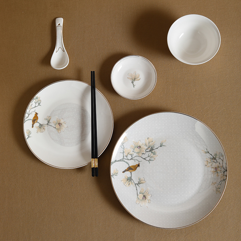 餐具套装家用送礼碗碟中式骨瓷轻奢高档碗筷批发活动礼品乔迁送礼详情图3