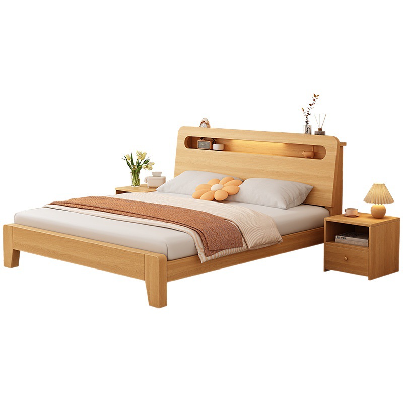 实木床简约现代1.5米双人床主卧1.8m出租房家用储物1.2米单人床架详情图5