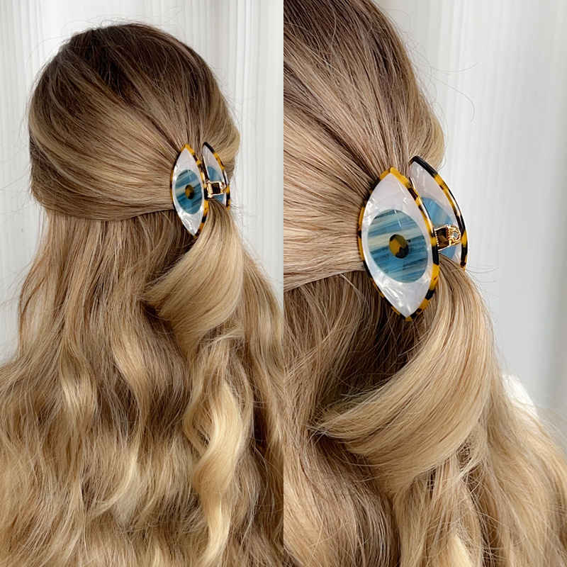 克苏鲁大眼个性醋酸抓夹拼接发夹小众趣味万圣节氛围感发饰女批发详情图2