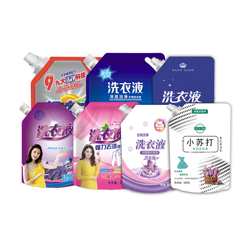 洗衣液袋子自立带嘴现货洗衣液袋立体吸嘴自立袋洗衣液包装袋批发详情图5