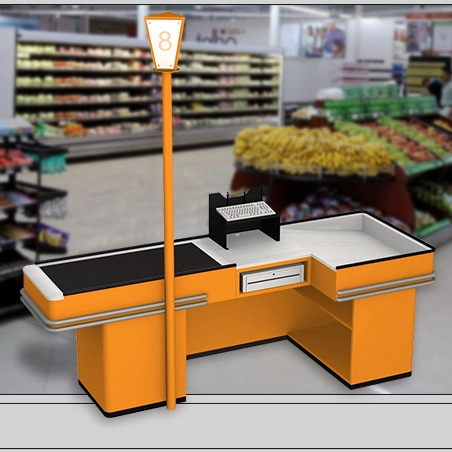 自动结账柜台超市收银台设备带传送带电动收银台详情图2