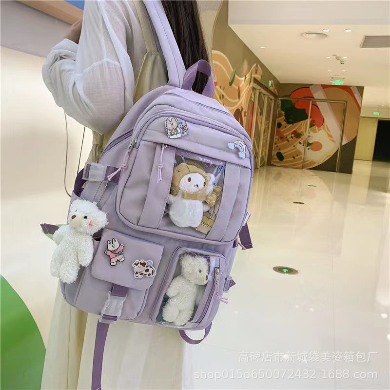 双肩包女新款韩版学生包 中小学生书包牛津布原宿风背包外贸书包详情图1