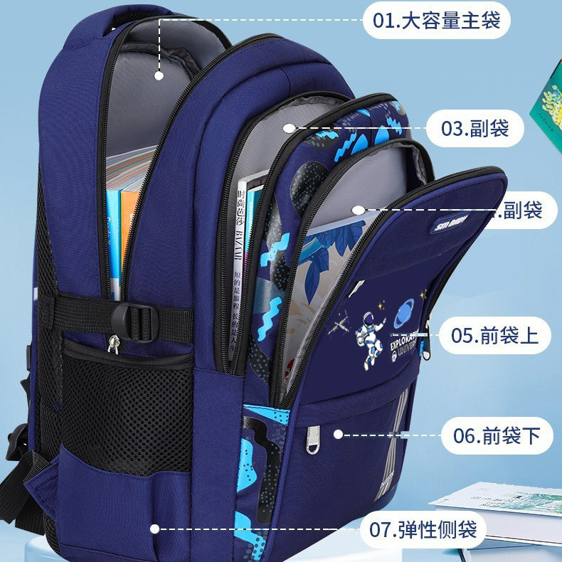 新款宇航员儿童书包轻便一二三到六年级小学生透气防泼水书包批发详情图3