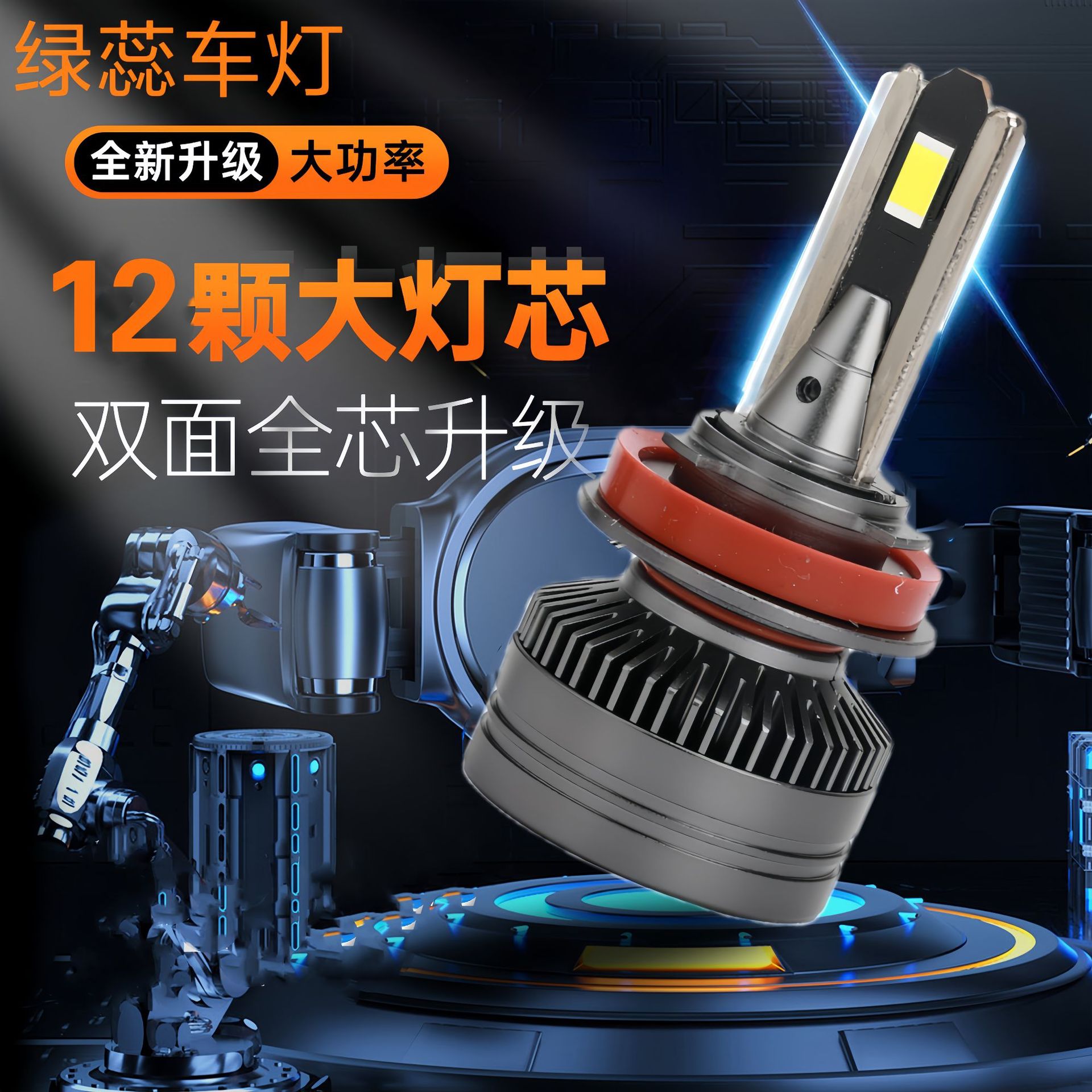 跨境热销双铜管远近光高亮汽车led射灯厂家现货汽车led大灯h7                          详情图1