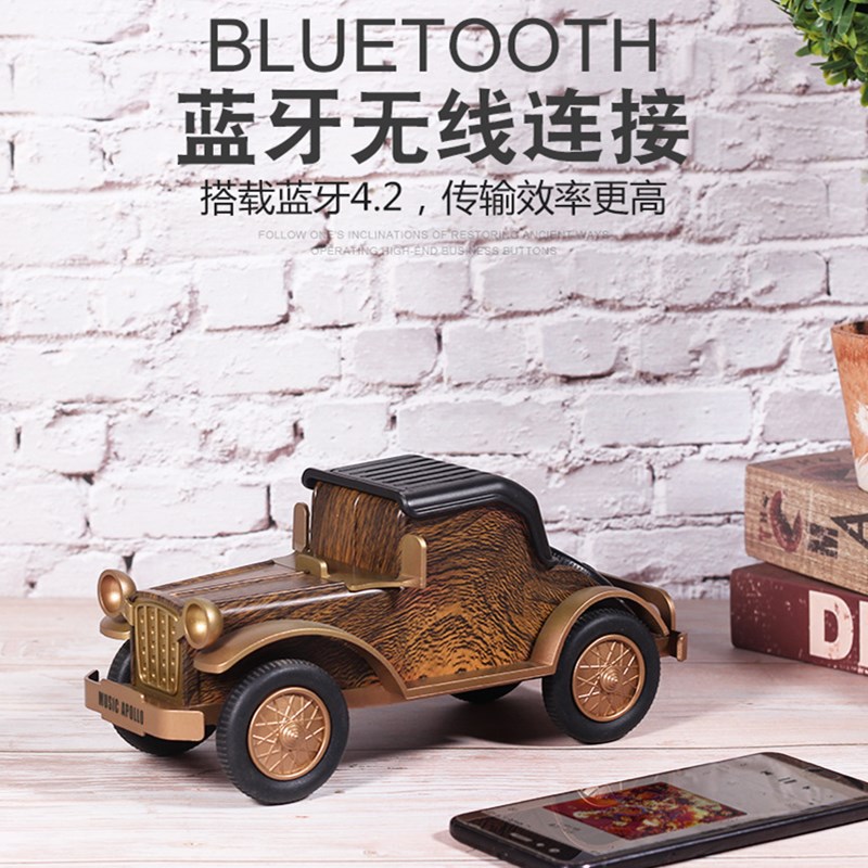 新品a9蓝牙音箱复古木纹老爷车无线低音炮收音汽车音箱礼品跨境详情图3