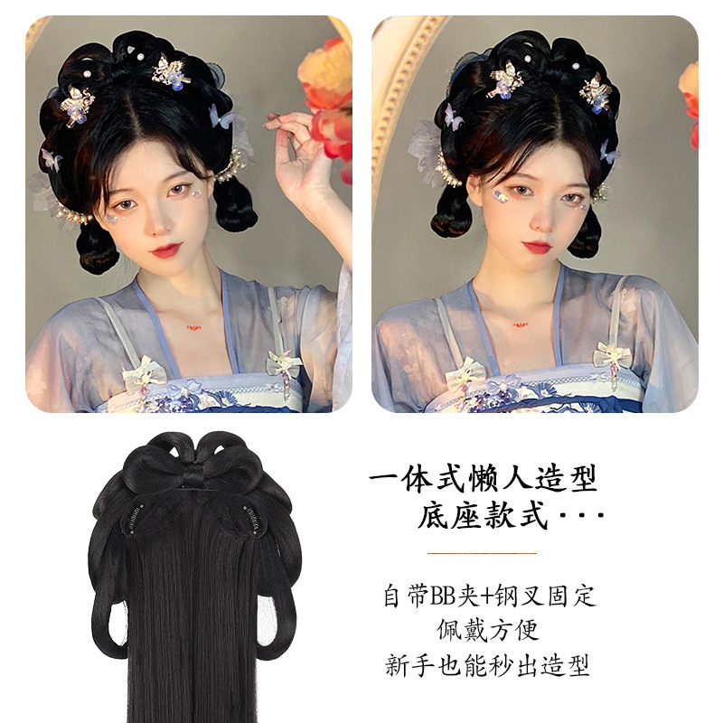 古装汉服假发包一体式发箍全头套古风唐制造型新手盘发发髻垫发包详情图3