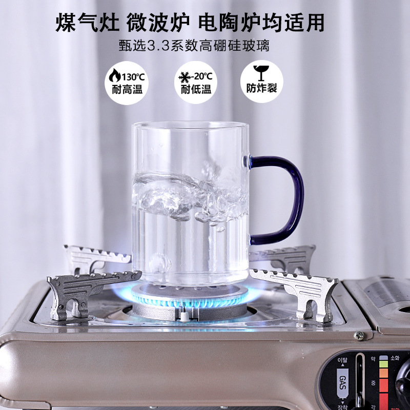 透明高硼硅单层把手杯家用耐热玻璃杯泡茶杯多色把手杯可定制logo详情图3