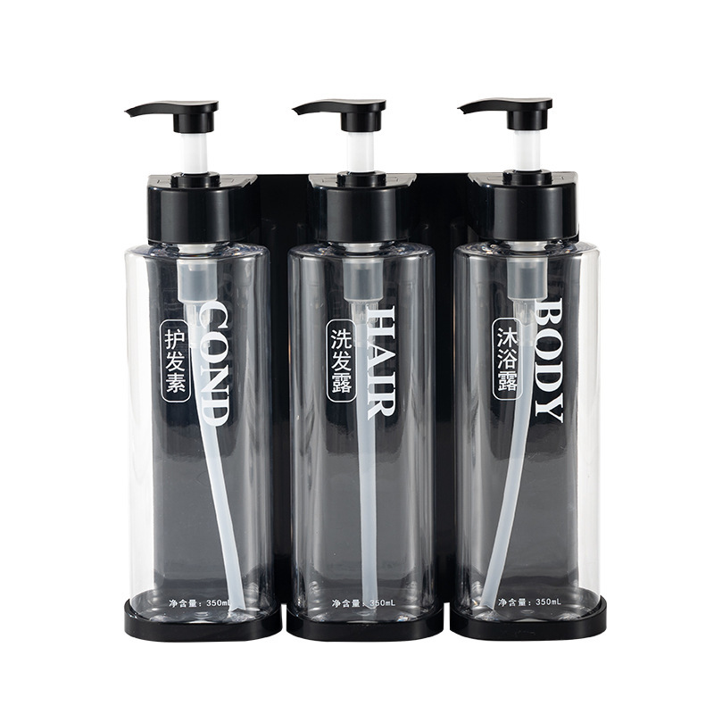 酒店免打孔洗发水沐浴露护发素分装瓶浴室壁挂式手按液体皂液器详情图5